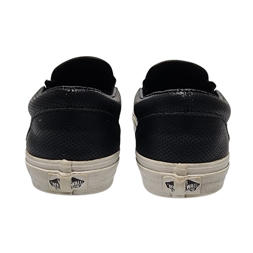 Vans Black Perforated Leather Flat Comfort Slip-On Sneakers Men's 8.5 Women's 10 - Picture 7 of 8